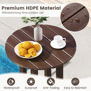 21.5 Inch Round Bar Table Patio HDPE Bar Height Dining Table with Slatted Tabletop-Brown