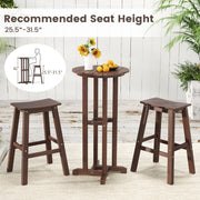 21.5 Inch Round Bar Table Patio HDPE Bar Height Dining Table with Slatted Tabletop-Brown
