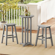 21.5 Inch Round Bar Table Patio HDPE Bar Height Dining Table with Slatted Tabletop-Gray