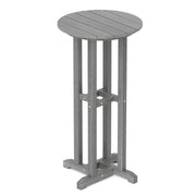 21.5 Inch Round Bar Table Patio HDPE Bar Height Dining Table with Slatted Tabletop-Gray