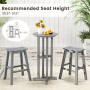 21.5 Inch Round Bar Table Patio HDPE Bar Height Dining Table with Slatted Tabletop-Gray