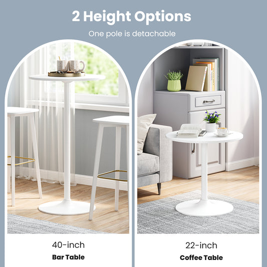 Round Bistro Table 40 Inch Bar Height Tall Coffee Cocktail Table-Set of 2