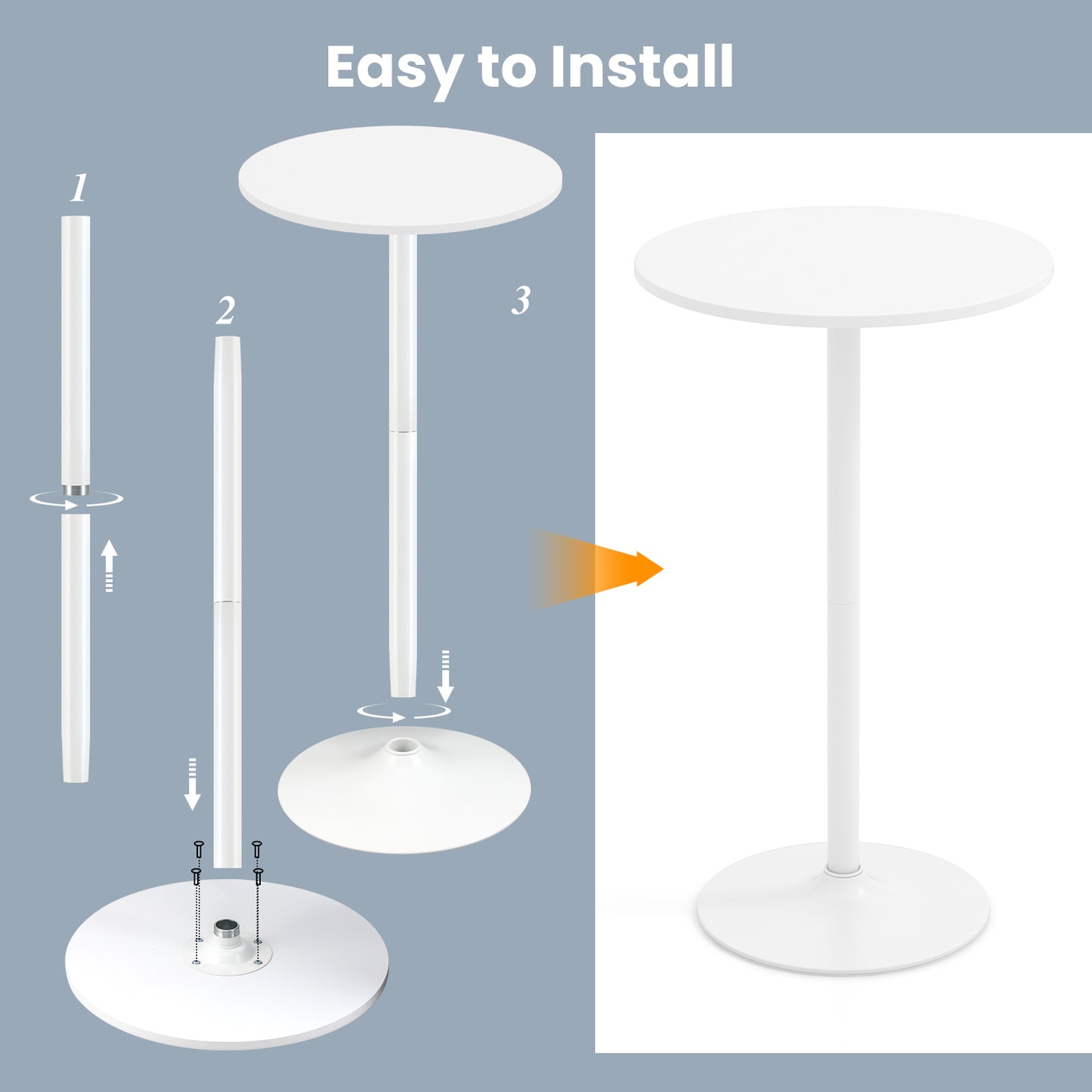 Round Bistro Table 40 Inch Bar Height Tall Coffee Cocktail Table-Set of 1