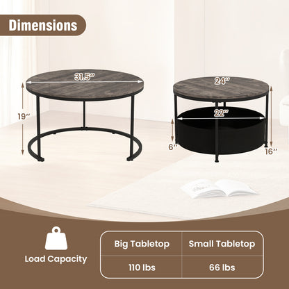 Round Coffee Table Set of 2