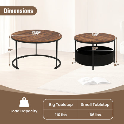 Round Coffee Table Set of 2