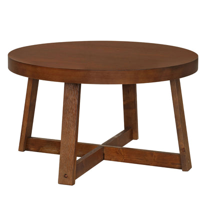 Round Coffee Table 30 Inch with Solid Wood Legs