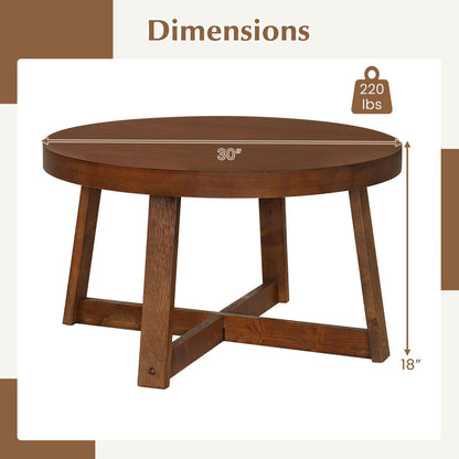 Round Coffee Table 30 Inch with Solid Wood Legs