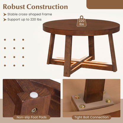 Round Coffee Table 30 Inch with Solid Wood Legs