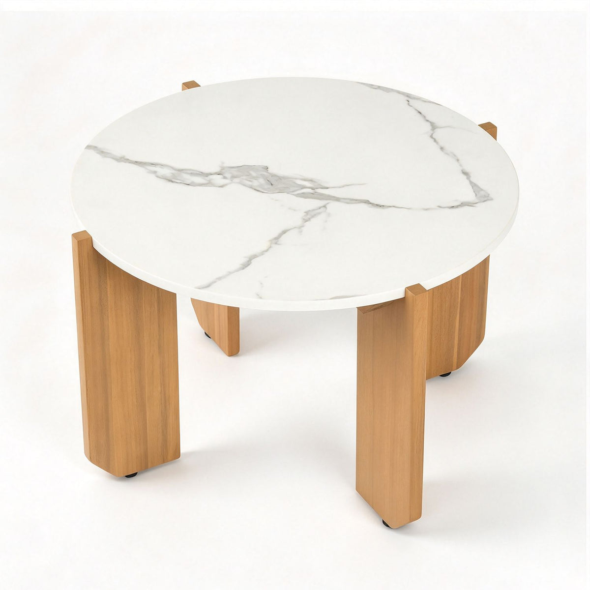 24" Modern Center Table with Widened Acacia Wood Legs and Adjustable Foot Pads