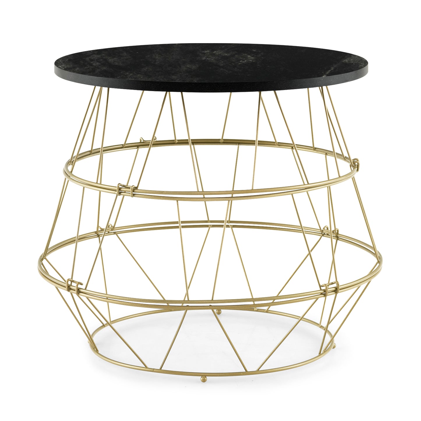 Round Metal Frame End Table with Removable Top-Golden