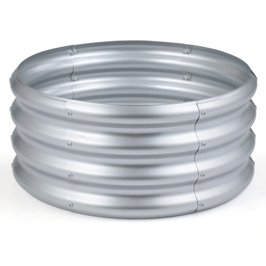 Round Galvanized Raised Garden Bed with Open-Ended Base