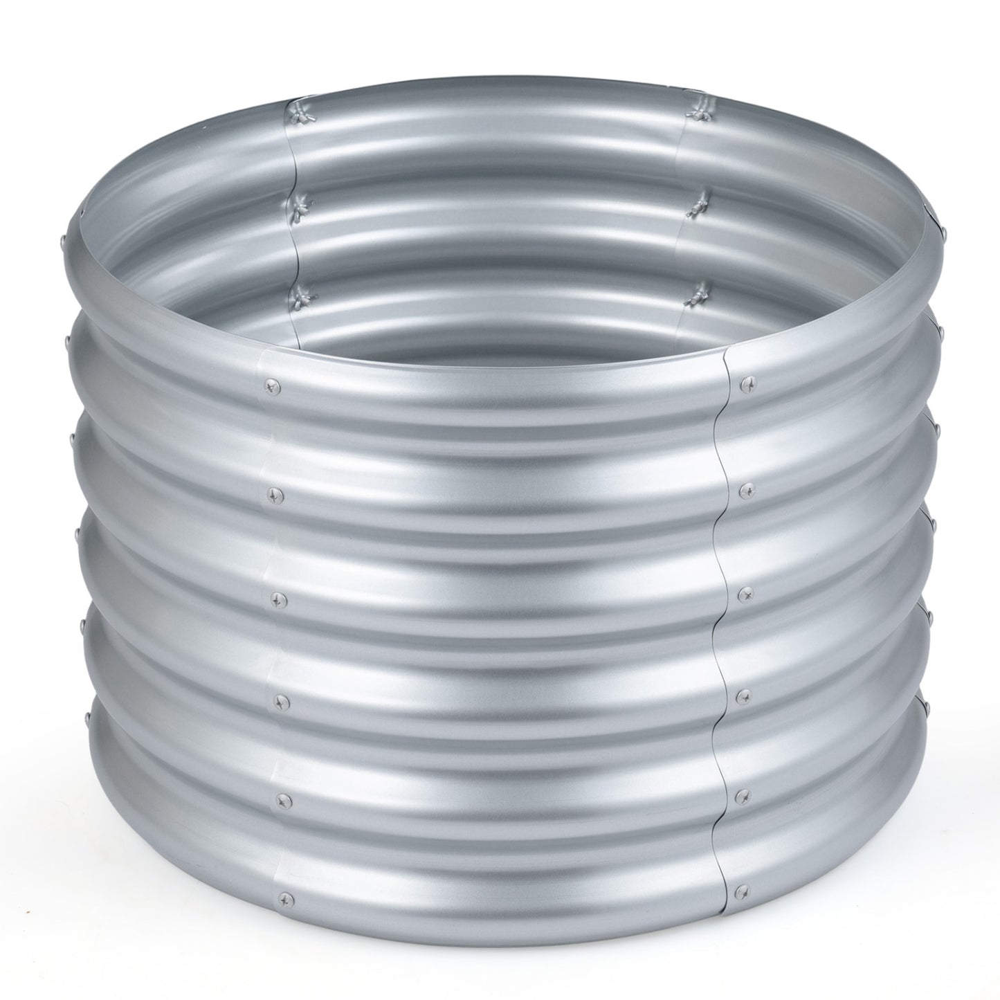 Round Galvanized Raised Garden Bed with Open-Ended Base