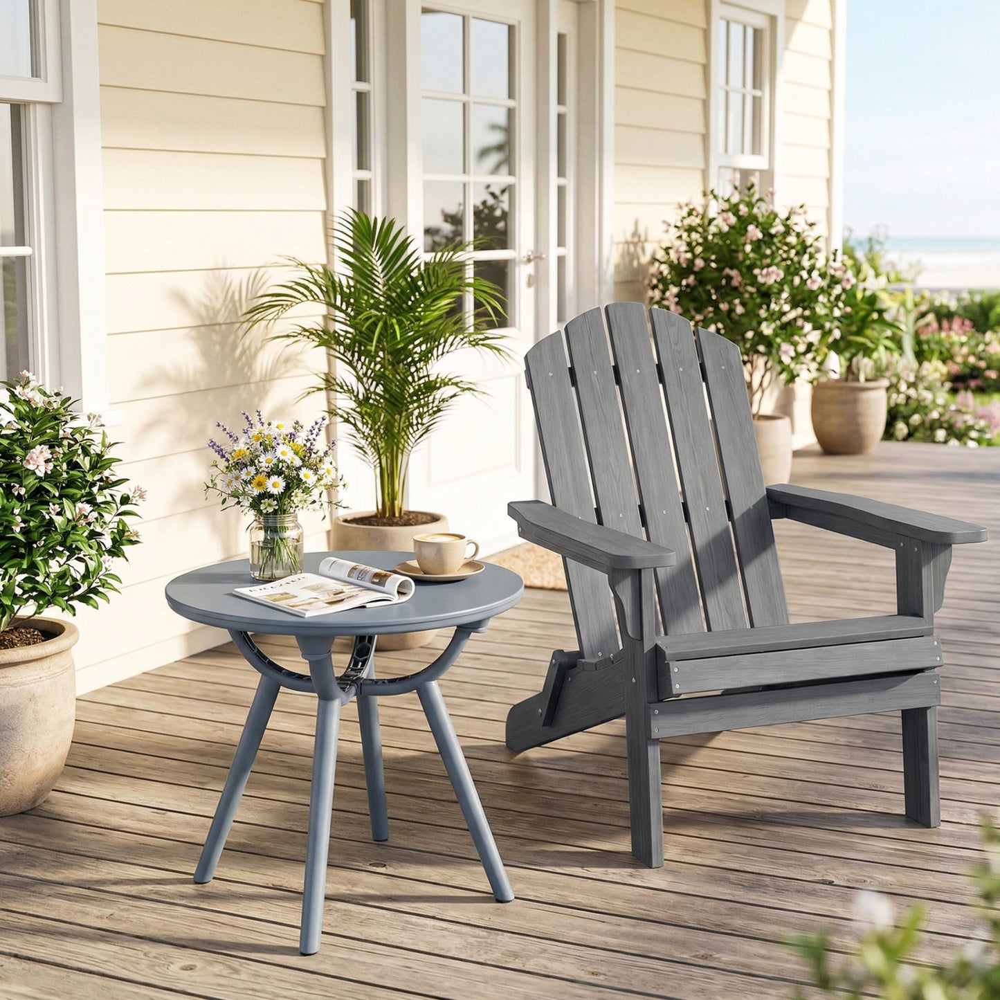 Round Patio Storage Side Table for Poolside and Balcony