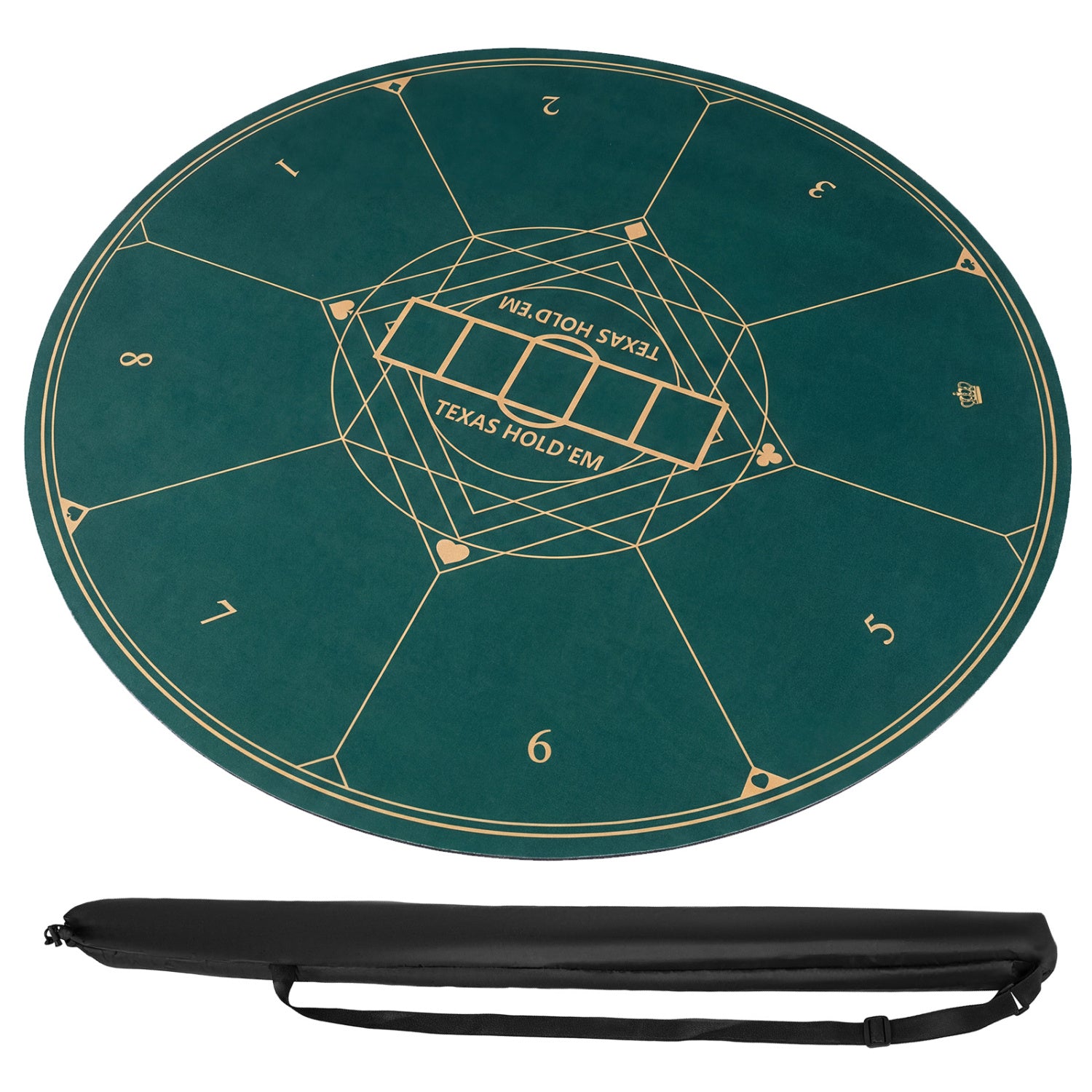 Round Poker Mat for Texas Hold'em 40 inch Portable Foldable Anti-Slip Rubber Base Table Layout