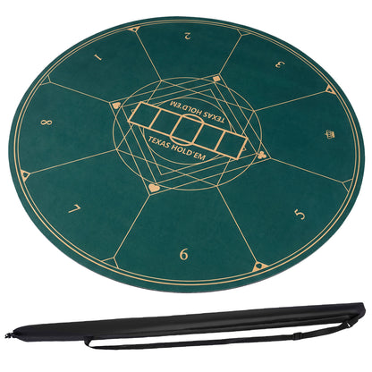 Round Poker Mat for Texas Hold'em 55 inch Portable Foldable Anti-Slip Rubber Base Table Layout
