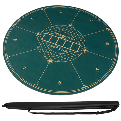 Round Poker Mat for Texas Hold'em 47" with Carrying Bag for 8-Player