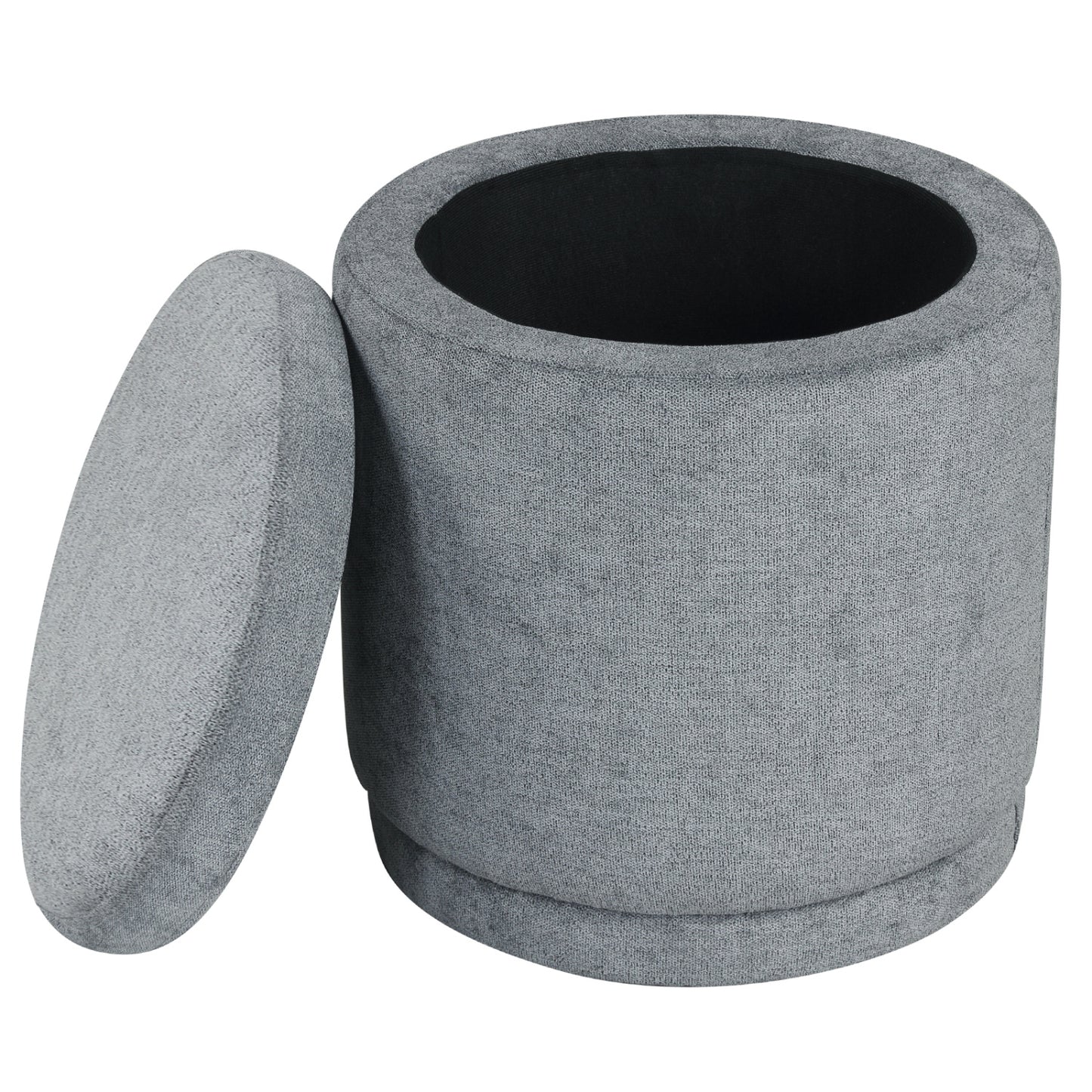 Round Storage Ottoman Foot Rest with Removable Lid and Acacia Wood Frame