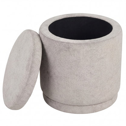 Round Storage Ottoman Foot Rest with Removable Lid and Acacia Wood Frame