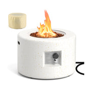 Round Terrazzo Propane Gas Fire Pit with Hideaway Tank Holder and Lava Rocks