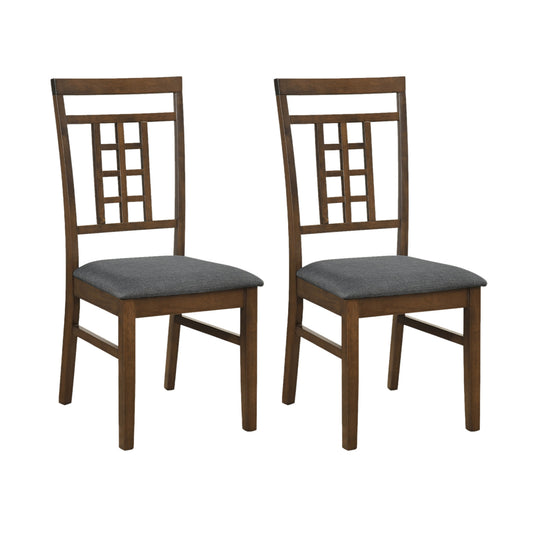 Rubber Wood Dining Chairs Set of 2 with Lattice Back