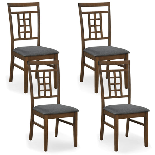 Rubber Wood Dining Chairs Set of 4 with Lattice Back