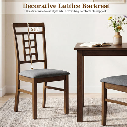 Rubber Wood Dining Chairs Set of 4 with Lattice Back