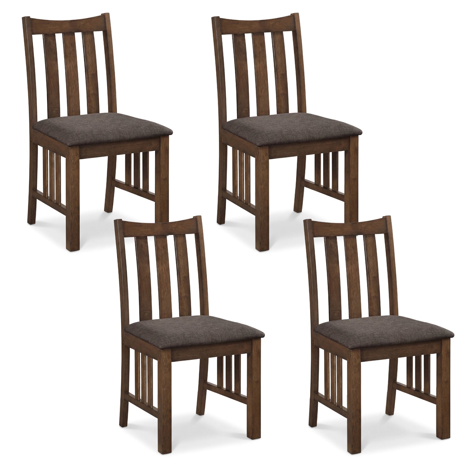 Rubber Wood Dining Chairs Side Chairs Set of 4 with Slat Back