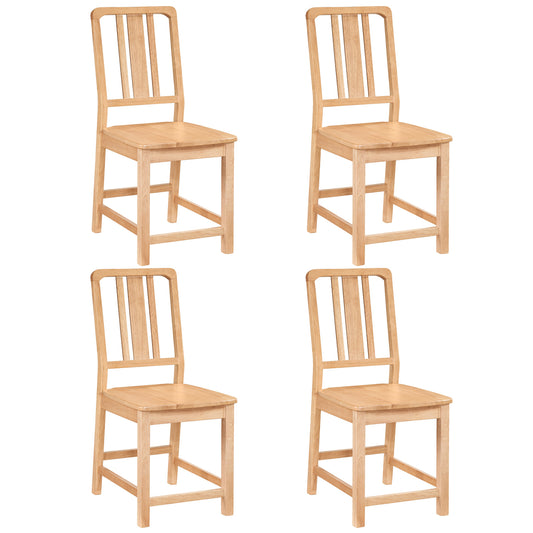 Rubber Wood Dining Chairs Set of 4 with Hollowed Backrest