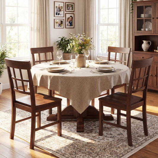 Rubber Wood Dining Chairs Set of 4 with High Backrests
