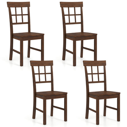 Rubber Wood Dining Chairs Set of 4 with High Backrests