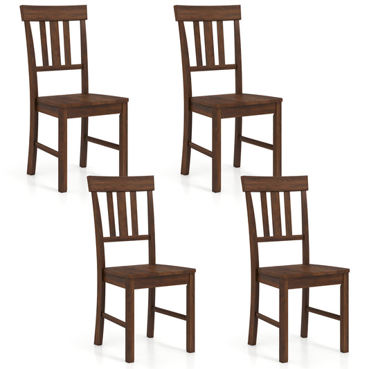 Rubber Wood Dining Chairs Set of 4 with High Slat Backrests