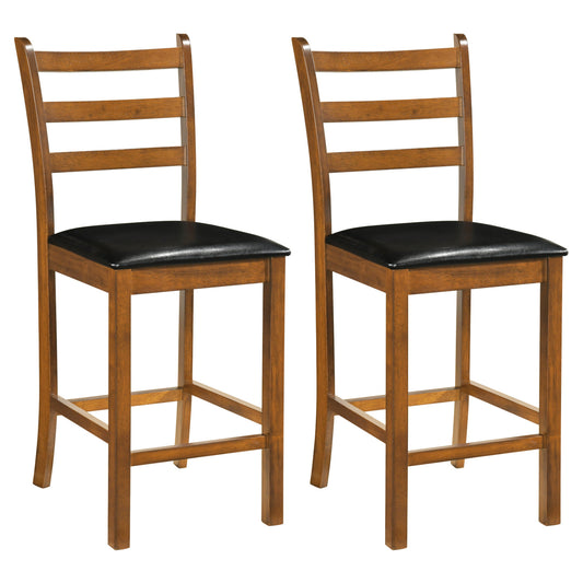 Rubber Wood Ladder Back Bar Stools Set of 2 24inch Counter Height Kitchen Island High Chairs