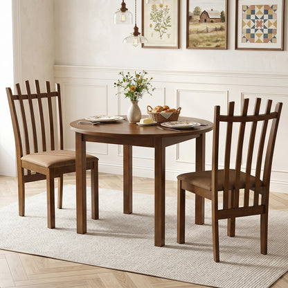 Rubber Wood Slat Back Dining Chairs Set of 2 - Brown