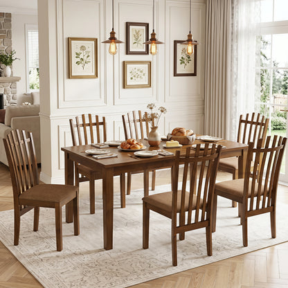 Rubber Wood Dining Chairs Set of 4 with Cushioned Seats
