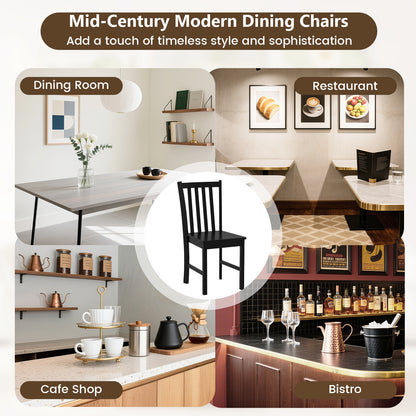 Rustic Dining Chairs Set of 2 Wooden Kitchen Chairs with Slat Tilt Backrest-black