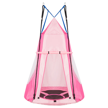 2-in-1 40 Inch Kids Hanging Chair Detachable Swing Tent Set-Orange - Pink