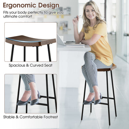 29 Inch Industrial Saddle Bar Stool with Metal Legs-29 inches