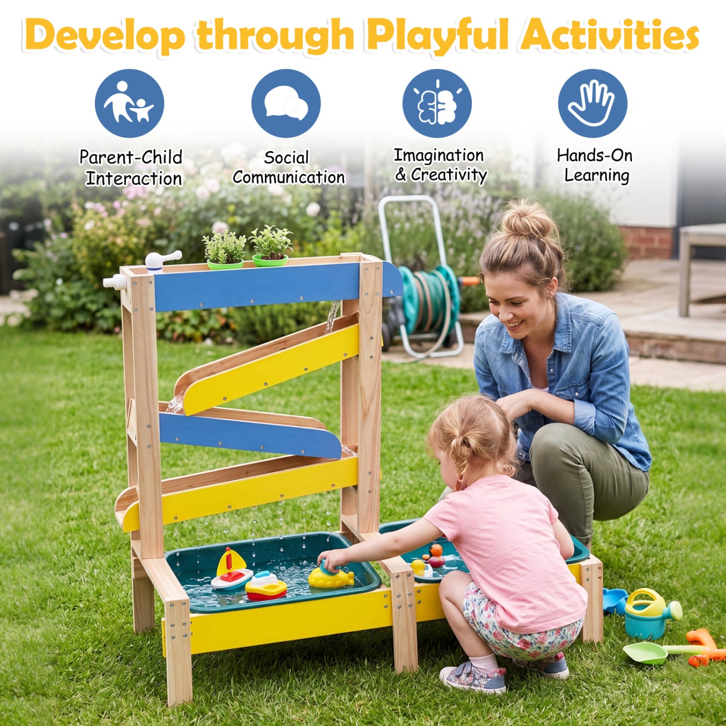 Sand and Water Table for Toddlers with 2 Basins
