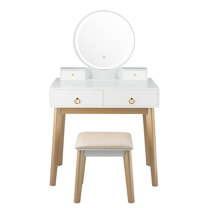 Makeup Vanity Table Set 3 Color Lighting Dressing Table-Blue - White