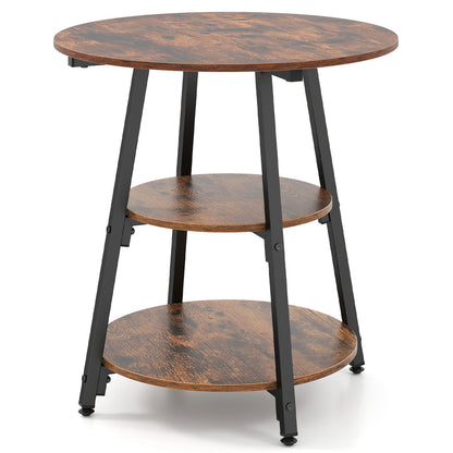 Industrial Side Table with 3-Tier Shelves and Metal Frame