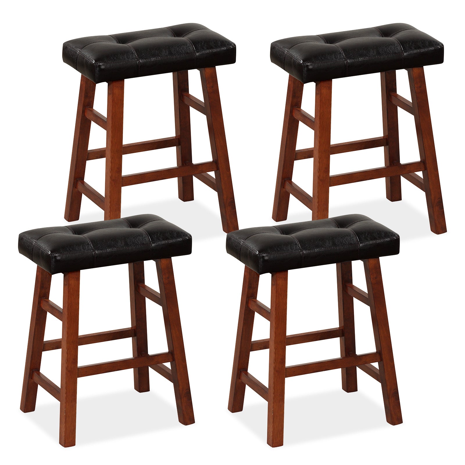 Set of 2 Modern Backless Bar Stools with Padded Cushion-24 inches