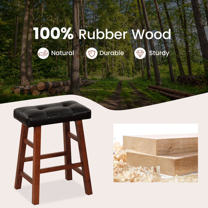 Set of 2 Modern Backless Bar Stools with Padded Cushion-24 inches