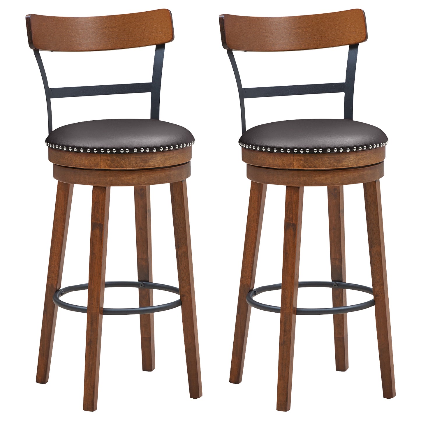 Set of 2 30.5 Inch Swivel Pub Height Bar Stool - Default