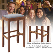 2 Pieces 31 Inch Upholstered Bar Stool Set with Solid Rubber Wood Frame and Footres-Brown