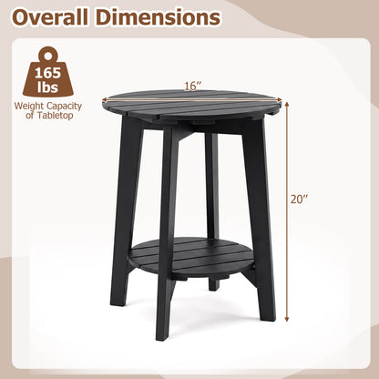 2-Tier Eucalyptus Wood Outdoor Side Table Set of 2