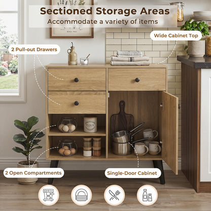 31" Buffet Cabinet Set of 2 with Drawers and Shelves