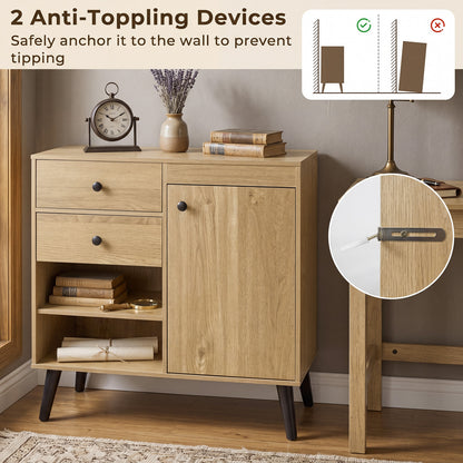 31" Buffet Cabinet Set of 2 with Drawers and Shelves