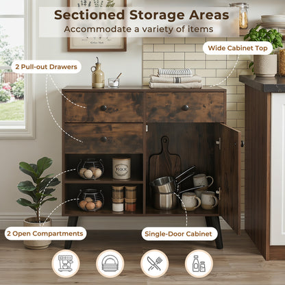 31" Buffet Cabinet Set of 2 with Drawers and Shelves