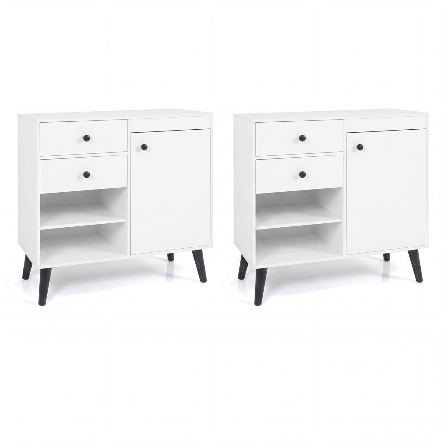31" Buffet Cabinet Set of 2 with Drawers and Shelves