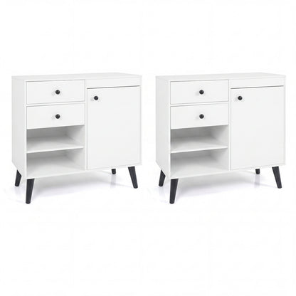 31" Buffet Cabinet Set of 2 with Drawers and Shelves